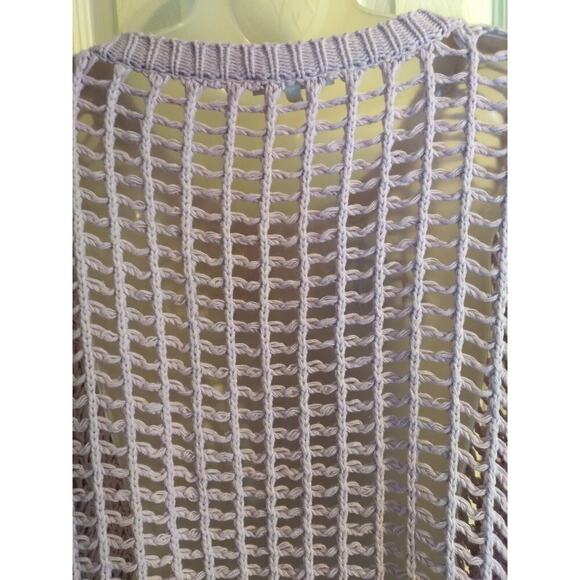 Veveret Top Open Knit Crochet Lavender Sz L Beach Boho Fairy - Picture 6 of 10